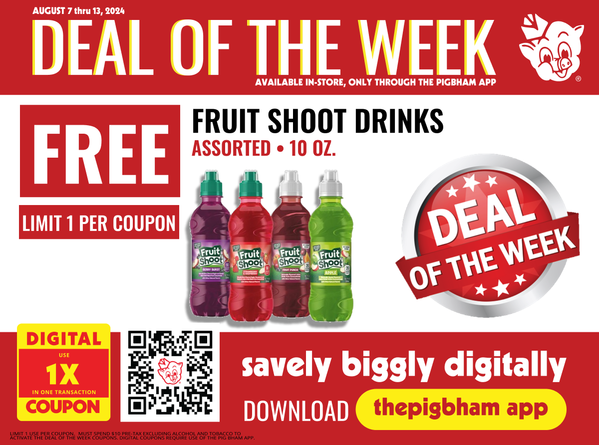 Free Fruit Shoot Drinks – Birmingham Deal of the Week at Piggly Wiggly!