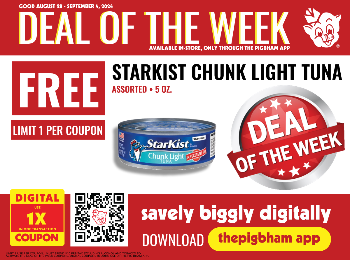 Get Your Free Starkist Chunk Light Tuna with Piggly Wiggly’s Deal of the Week!