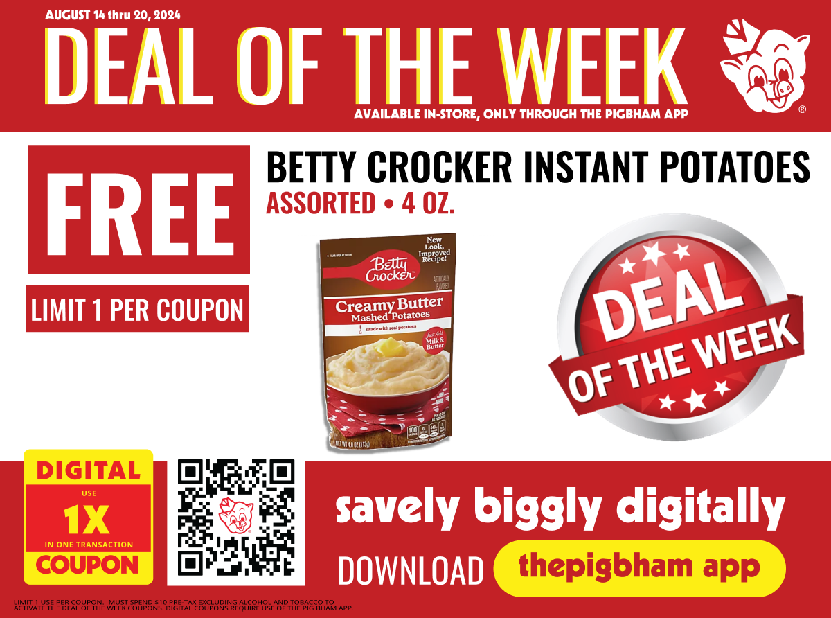 Get Your Free Betty Crocker Instant Potatoes at Piggly Wiggly This Week!