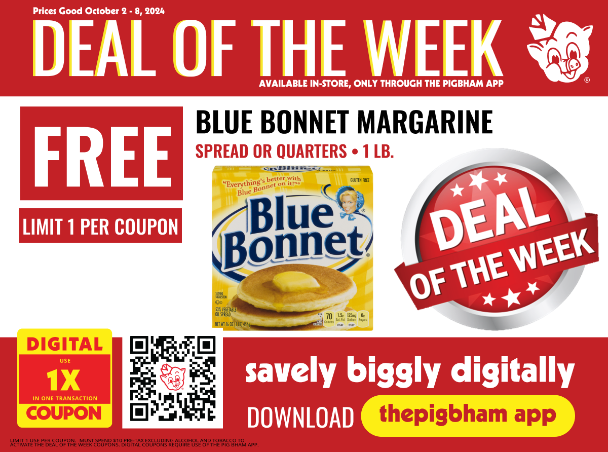 Weekly Spotlight: Get Your Free Blue Bonnet Margarine at Piggly Wiggly Birmingham!