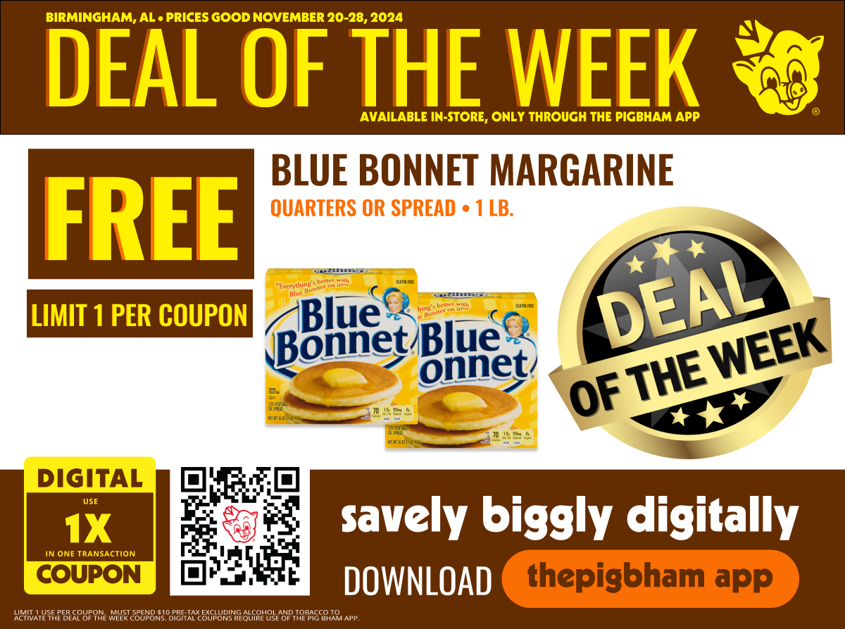 Get FREE Blue Bonnet Margarine at Piggly Wiggly Birmingham – Perfect for Holiday Baking!