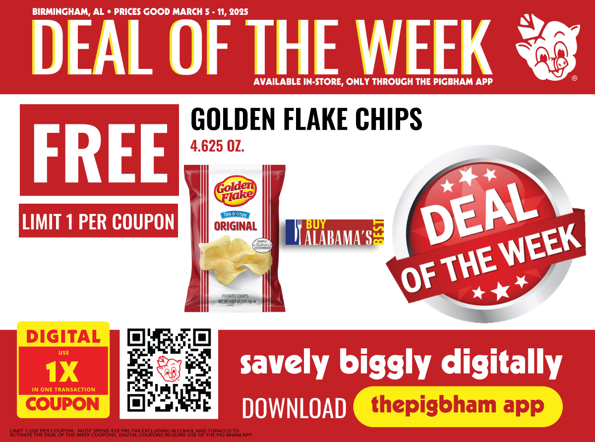 Deal of the Week: Get FREE Golden Flake Chips at Piggly Wiggly Birmingham!