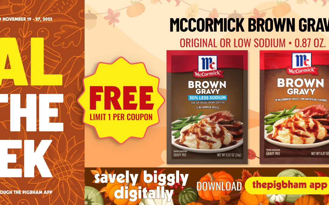 Deal of the Week: FREE McCormick Brown Gravy Mix with the Pig Bham App