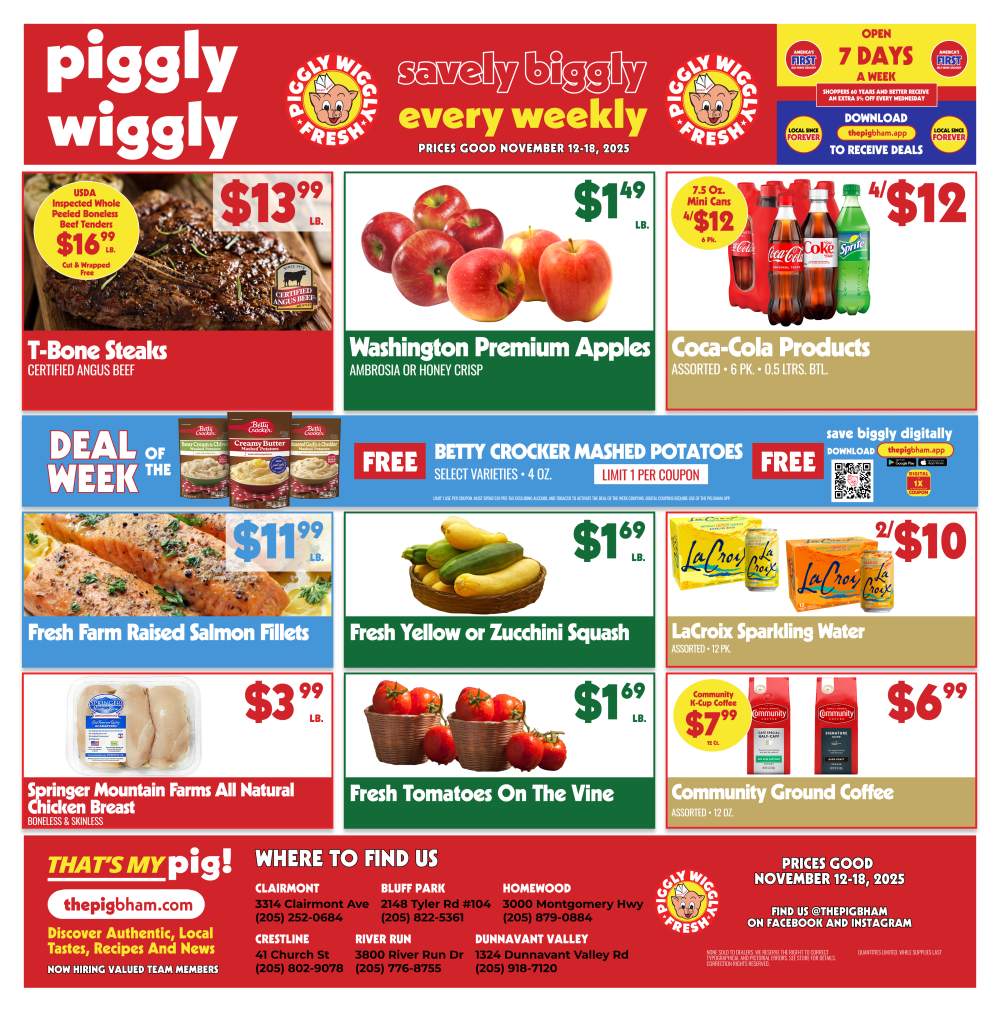 Piggly Wiggly Birmingham Ad November 12–18, 2025 – Weekly Grocery Deals Flyer Front Page