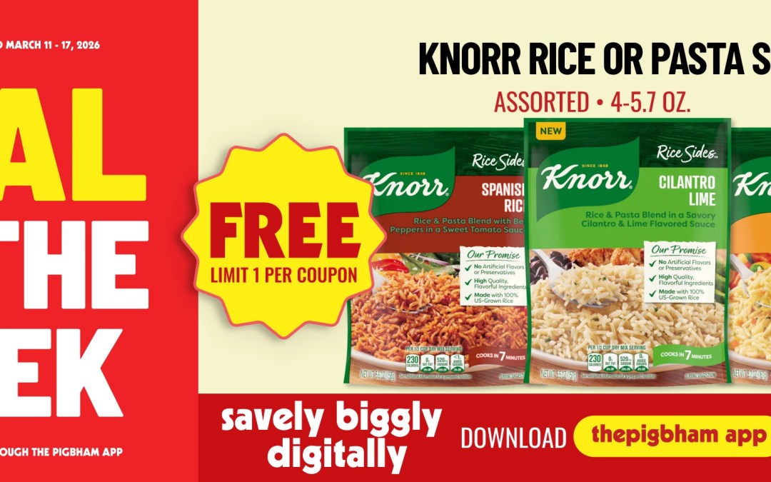 Deal of the Week in Birmingham: Free Knorr Rice or Pasta Sides with the Pig Bham App