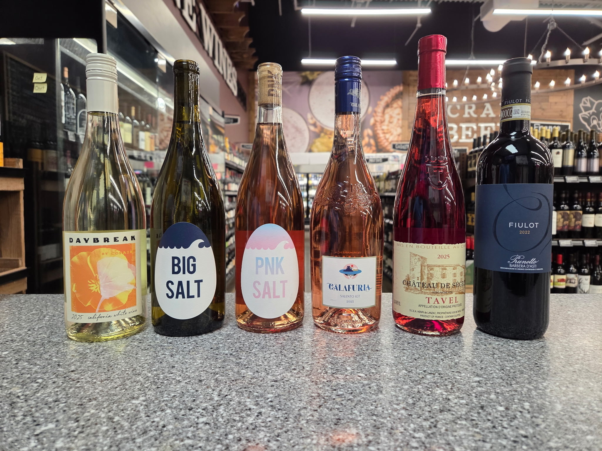 Six wine bottles featured at the July 31 Bluff Park wine tasting