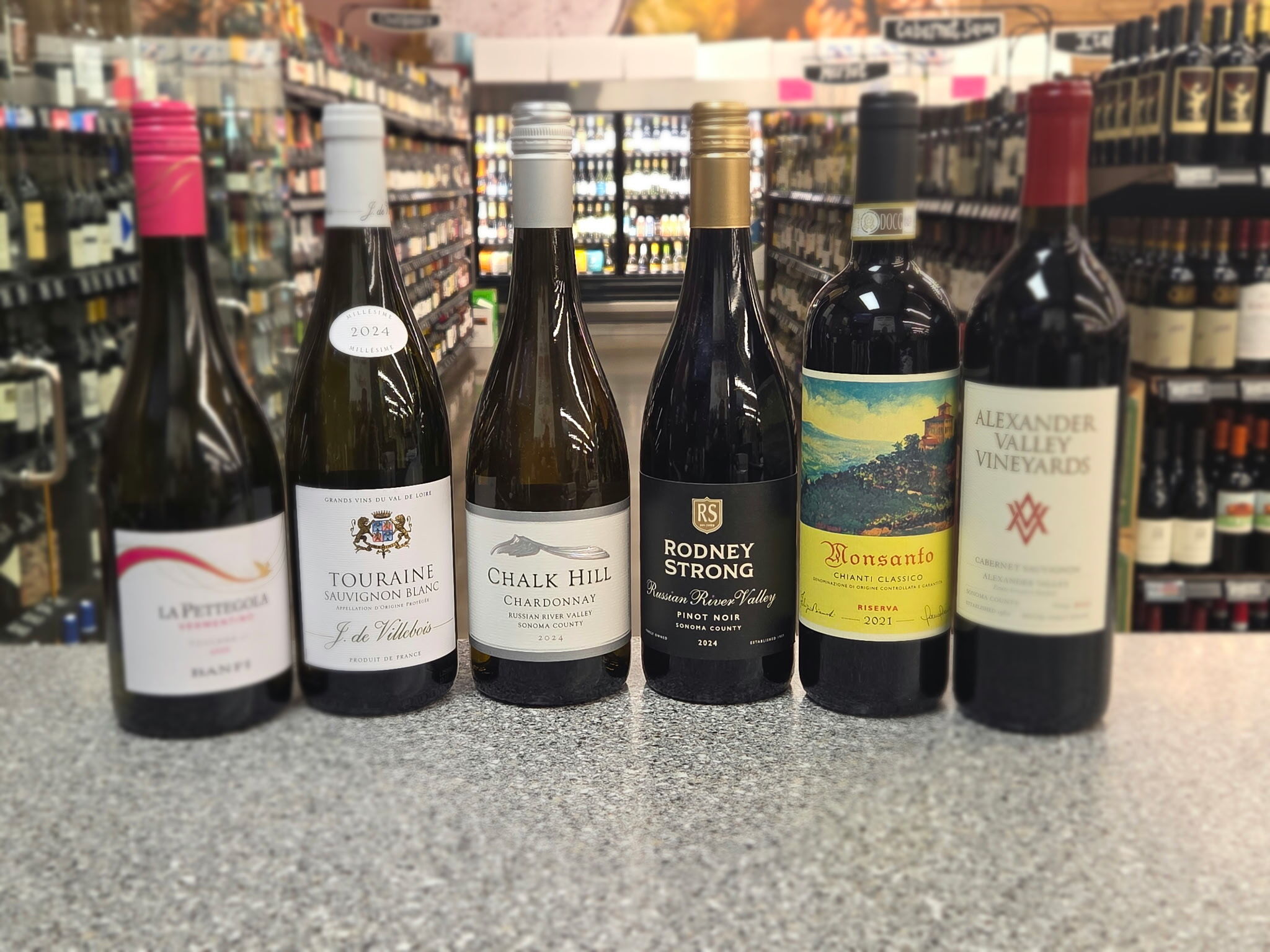 Six wine bottles featured at the August 14 Bluff Park wine tasting